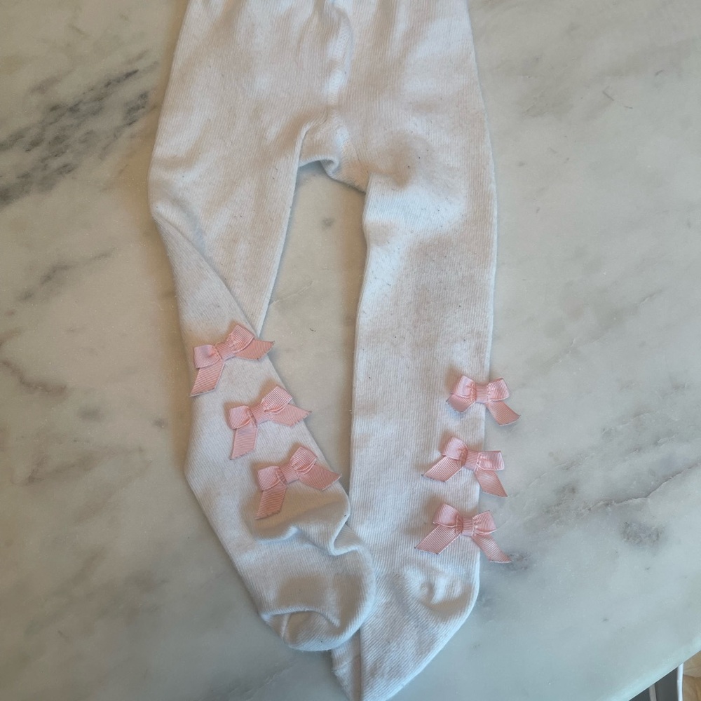 Janie and Jack  Baby Pink Bow Tights